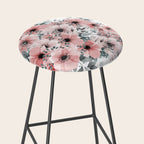 Watercolor Flower, Blush Pink and Gray, Floral Prints Stool Gallery Image 2