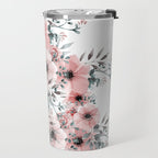 Watercolor Flower, Blush Pink and Gray, Floral Prints Travel Mug Gallery Image 2
