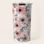 Watercolor Flower, Blush Pink and Gray, Floral Prints Travel Mug Gallery Image 1