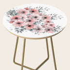 Watercolor Flower, Blush Pink and Gray, Floral Prints Side Table Gallery Image 2