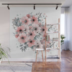 Watercolor Flower, Blush Pink and Gray, Floral Prints Wall Mural Gallery Image 1
