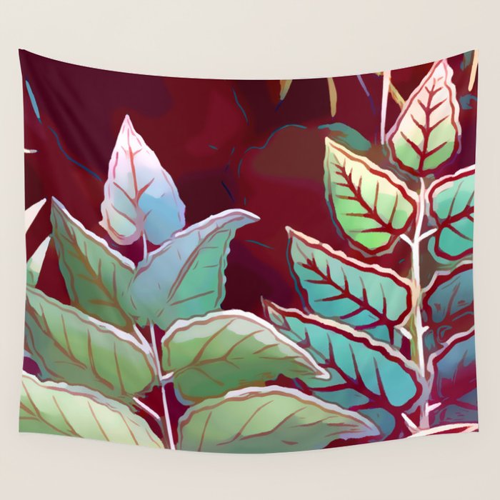 Tropical Leaves After Rousseau Wall Tapestry Gallery Image 4