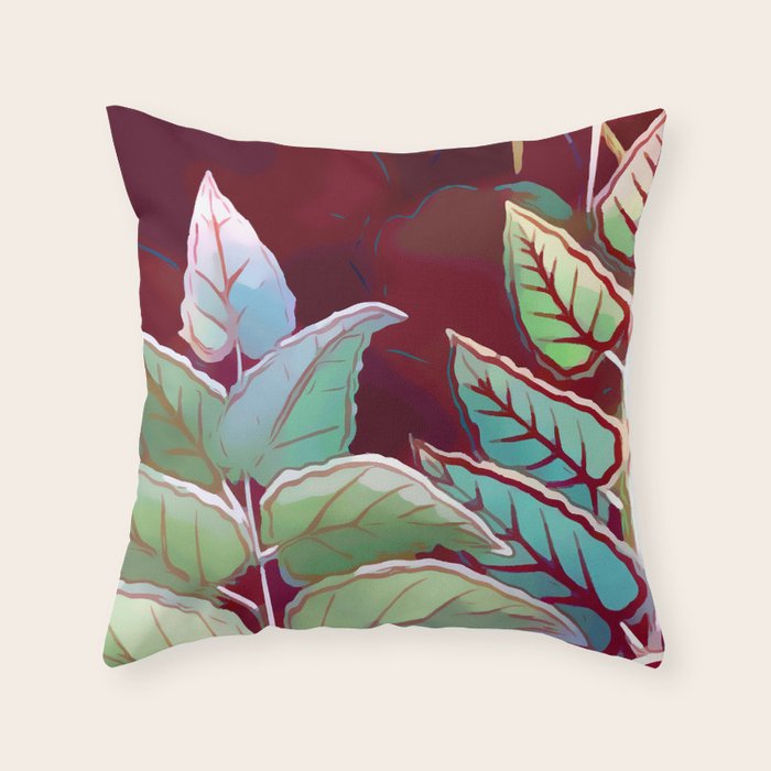 Tropical Leaves After Rousseau Throw Pillow Gallery Image 1