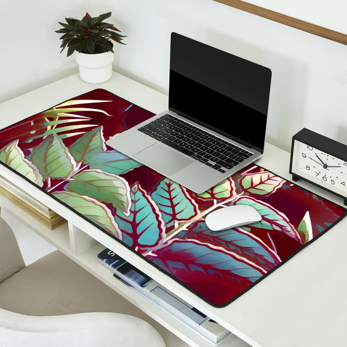 Tropical Leaves After Rousseau Desk Mat Gallery Image 2