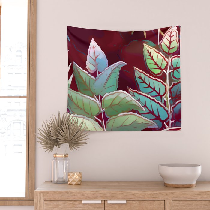 Tropical Leaves After Rousseau Wall Tapestry Gallery Image 2
