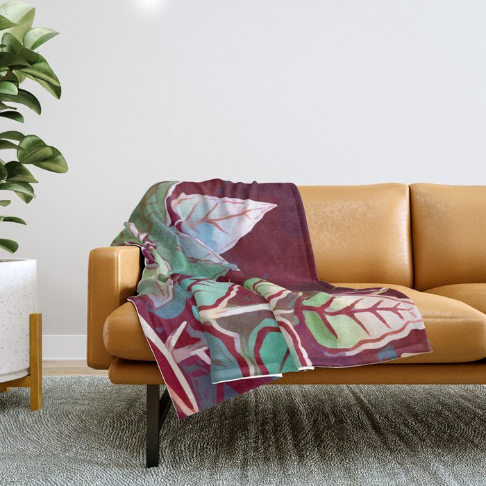 Tropical Leaves After Rousseau Throw Blanket Gallery Image 1