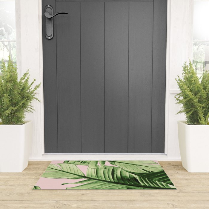 Tropical Blush Banana Leaves Dream #6 #decor #art #society6 Welcome Mat Gallery Image 3