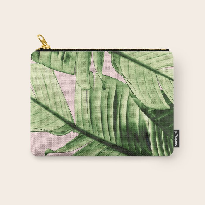 Tropical Blush Banana Leaves Dream #6 #decor #art #society6 Carry All Pouch Gallery Image 1