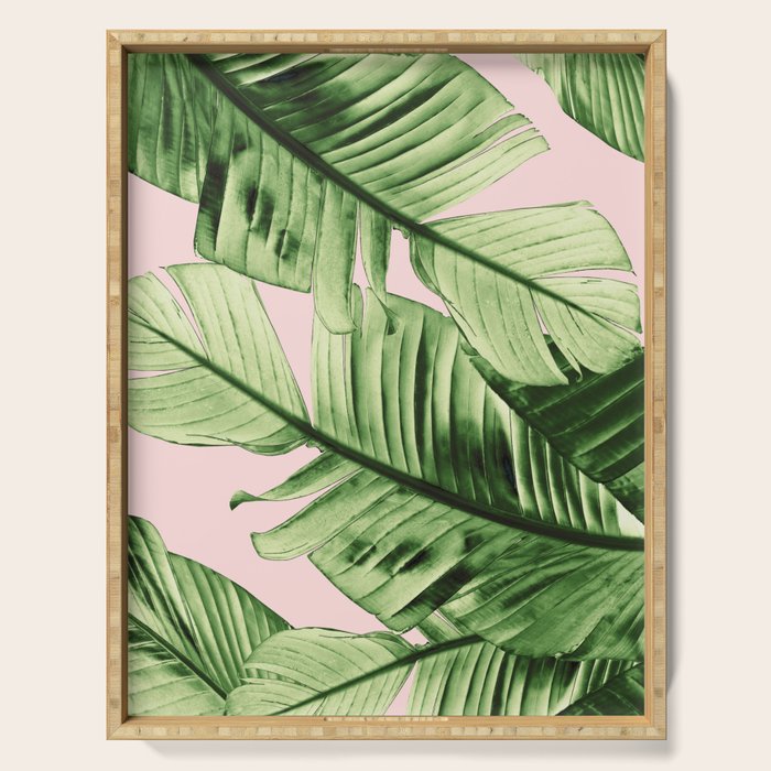 Tropical Blush Banana Leaves Dream #6 #decor #art #society6 Serving Tray Gallery Image 1