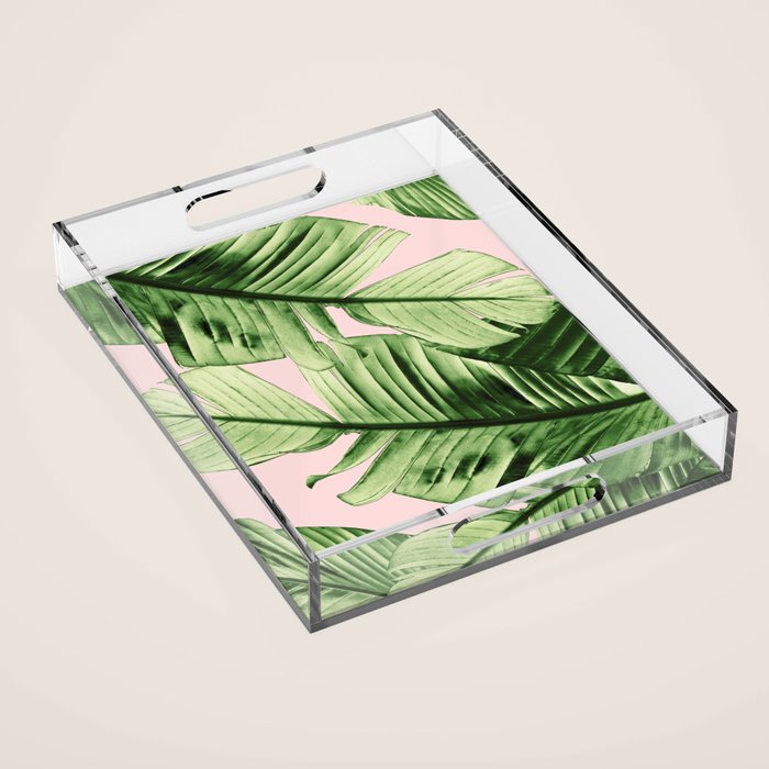 Tropical Blush Banana Leaves Dream #6 #decor #art #society6 Acrylic Tray Gallery Image 1