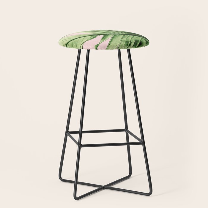 Tropical Blush Banana Leaves Dream #6 #decor #art #society6 Stool Gallery Image 1