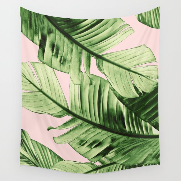 Tropical Blush Banana Leaves Dream #6 #decor #art #society6 Wall Tapestry Gallery Image 4