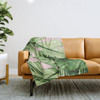 Tropical Blush Banana Leaves Dream #6 #decor #art #society6 Throw Blanket Gallery Image 1
