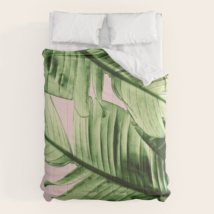 Tropical Blush Banana Leaves Dream #6 #decor #art #society6 Comforter Gallery Image 1