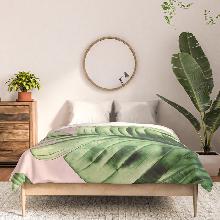 Tropical Blush Banana Leaves Dream #6 #decor #art #society6 Comforter Gallery Image 3