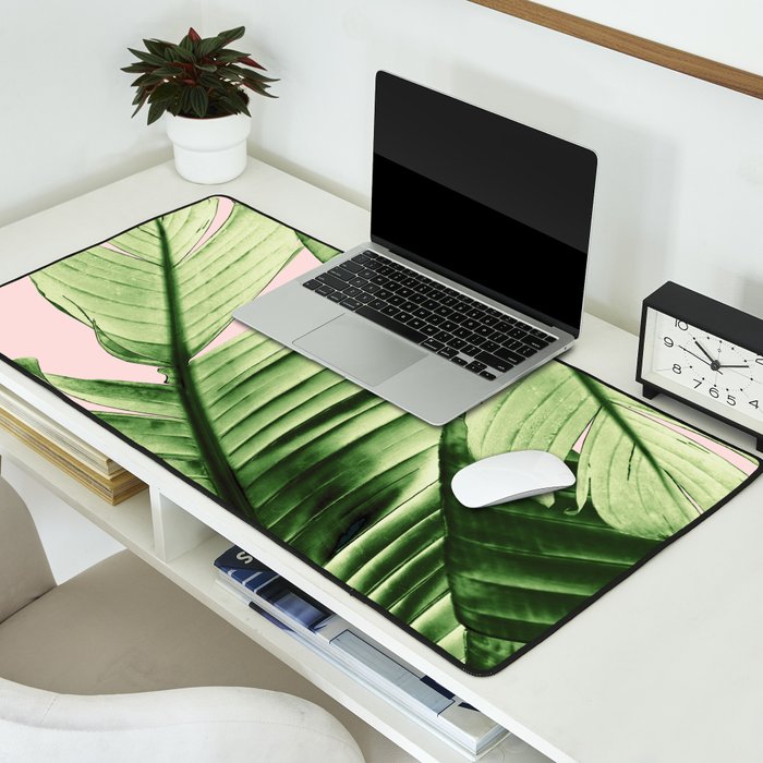 Tropical Blush Banana Leaves Dream #6 #decor #art #society6 Desk Mat Gallery Image 2