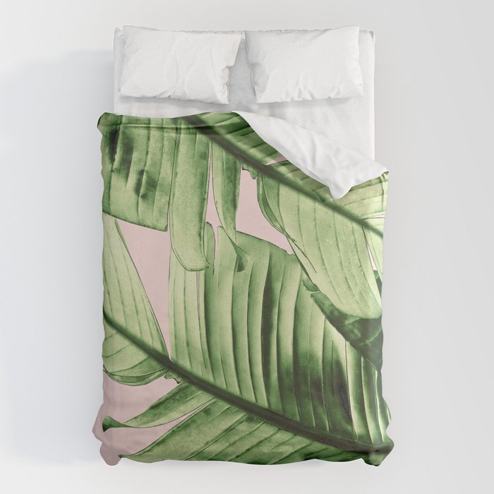 Tropical Blush Banana Leaves Dream #6 #decor #art #society6 Duvet Cover Gallery Image 6