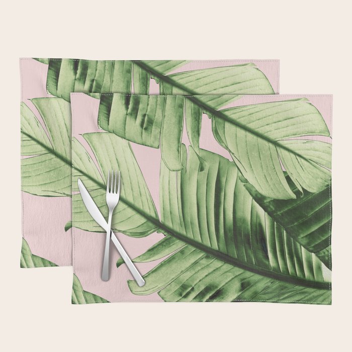 Tropical Blush Banana Leaves Dream #6 #decor #art #society6 Placemat Gallery Image 1