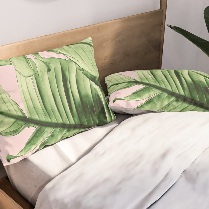 Tropical Blush Banana Leaves Dream #6 #decor #art #society6 Pillow Sham Gallery Image 2