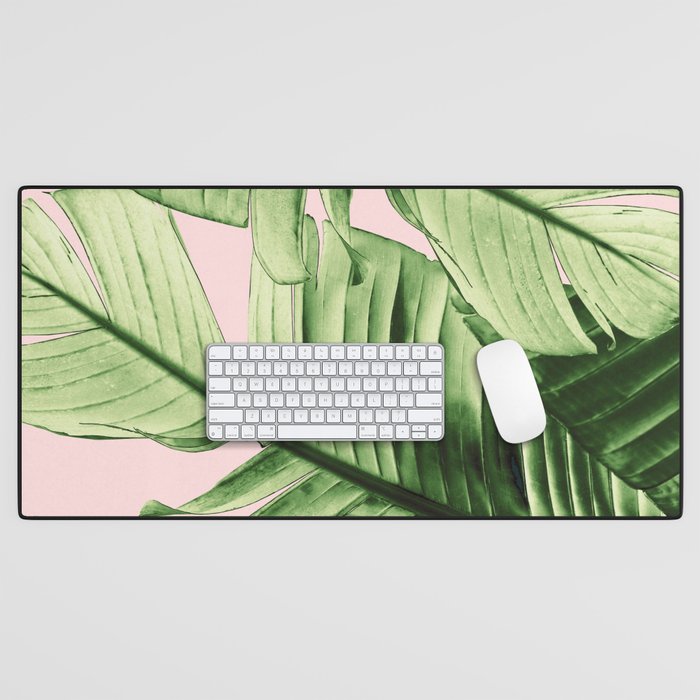 Tropical Blush Banana Leaves Dream #6 #decor #art #society6 Desk Mat Gallery Image 1
