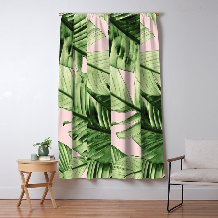 Tropical Blush Banana Leaves Dream #6 #decor #art #society6 Window Curtain Gallery Image 5