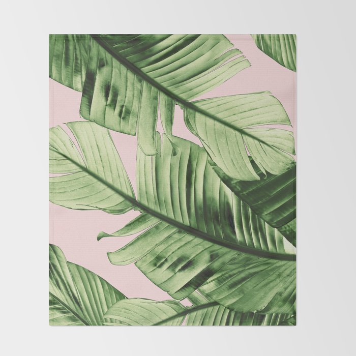 Tropical Blush Banana Leaves Dream #6 #decor #art #society6 Throw Blanket Gallery Image 2