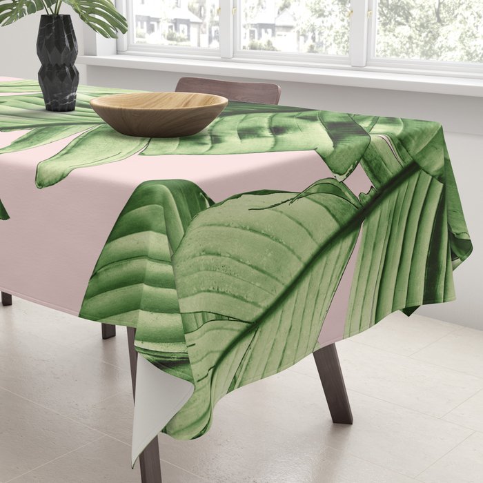 Tropical Blush Banana Leaves Dream #6 #decor #art #society6 Tablecloth Gallery Image 3
