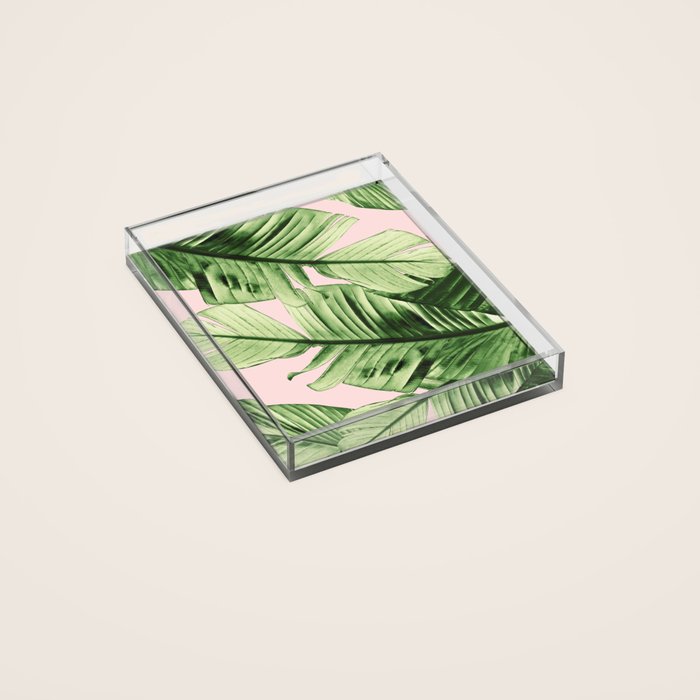 Tropical Blush Banana Leaves Dream #6 #decor #art #society6 Acrylic Tray Gallery Image 2