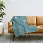 Libra Zodiac Star Constellation Line Art Teal Throw Blanket Gallery Image 1