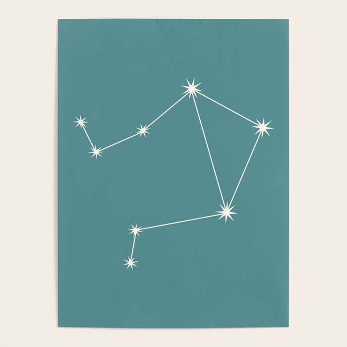 Libra Zodiac Star Constellation Line Art Teal Poster Gallery Image 4