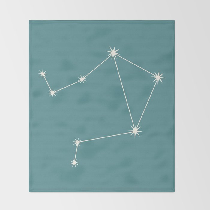 Libra Zodiac Star Constellation Line Art Teal Throw Blanket Gallery Image 2