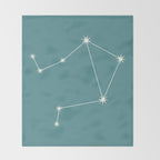 Libra Zodiac Star Constellation Line Art Teal Throw Blanket Gallery Image 2