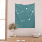 Libra Zodiac Star Constellation Line Art Teal Wall Tapestry Gallery Image 2