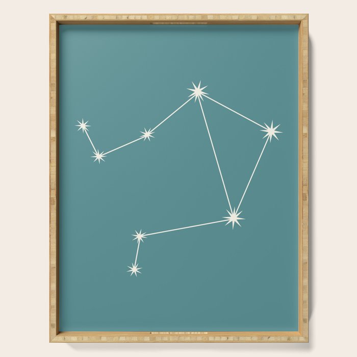 Libra Zodiac Star Constellation Line Art Teal Serving Tray Gallery Image 1
