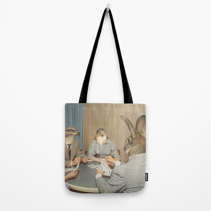 Too Late Mr. Hudson - Birds of prey playing poker with a rabbit in a casino Tote Bag Gallery Image 2