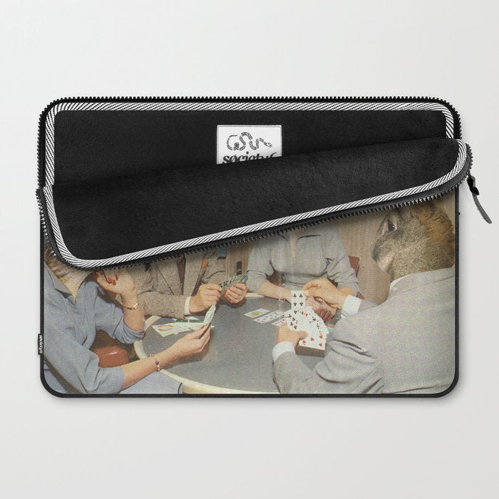 Too Late Mr. Hudson - Birds of prey playing poker with a rabbit in a casino Laptop Sleeve Gallery Image 2