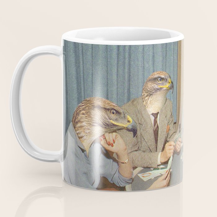 Too Late Mr. Hudson - Birds of prey playing poker with a rabbit in a casino Coffee Mug Gallery Image 3