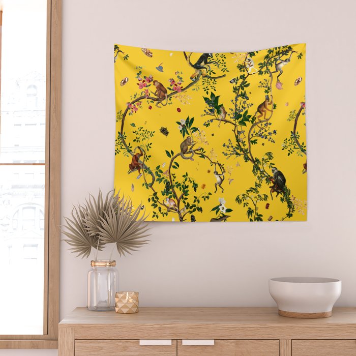 Monkey World Yellow Wall Tapestry Gallery Image 2