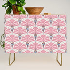 Pink Retro Floral Fan Credenza Gallery Image 1