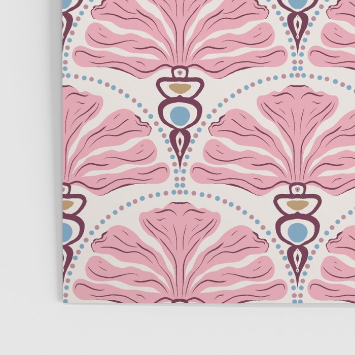 Pink Retro Floral Fan Poster Gallery Image 3