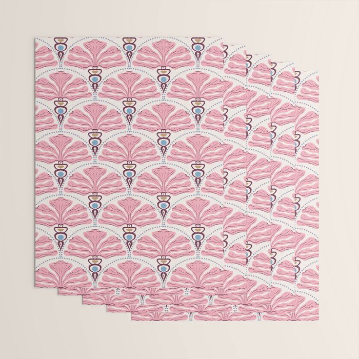 Pink Retro Floral Fan Wrapping Paper Gallery Image 3
