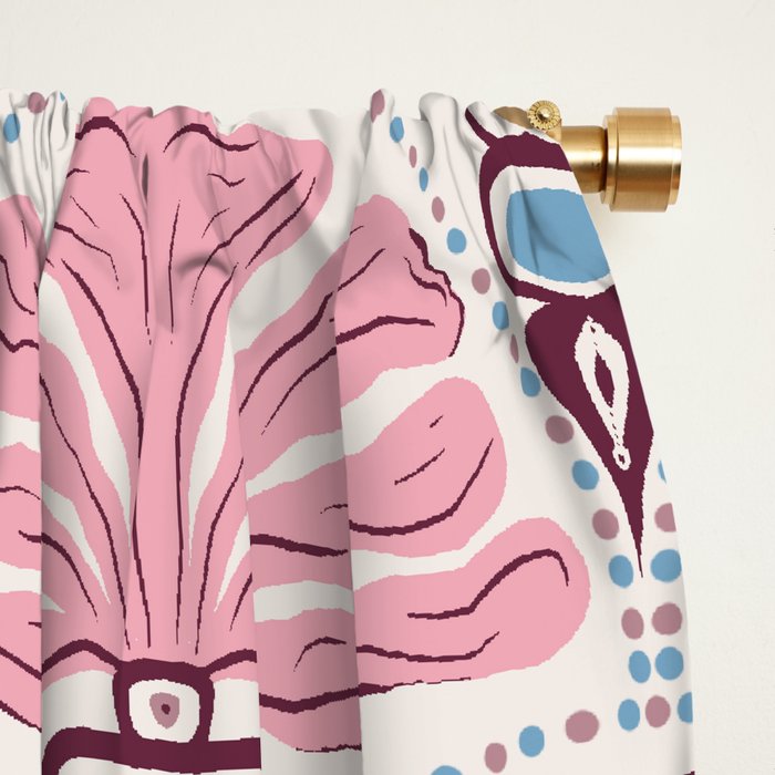 Pink Retro Floral Fan Window Curtain Gallery Image 2