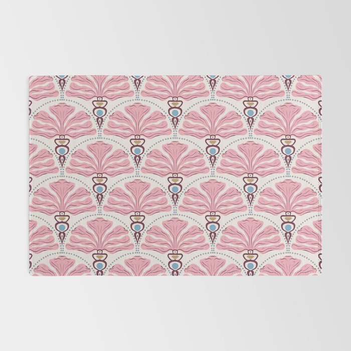 Pink Retro Floral Fan Rug Gallery Image 2