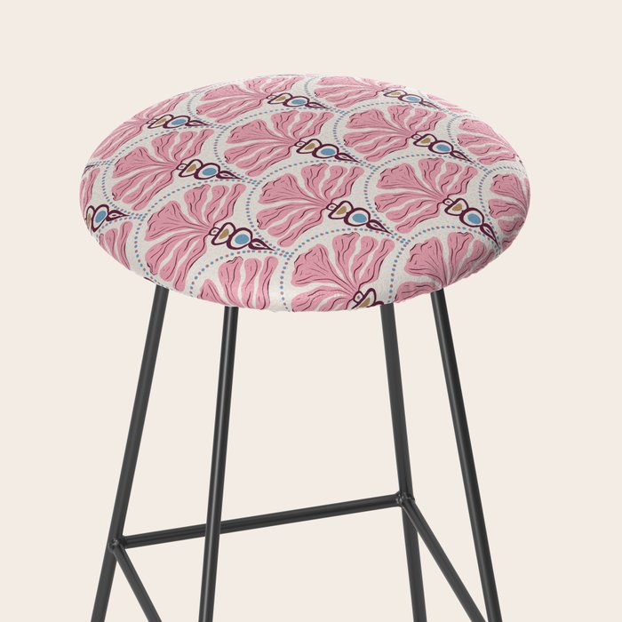 Pink Retro Floral Fan Stool Gallery Image 2