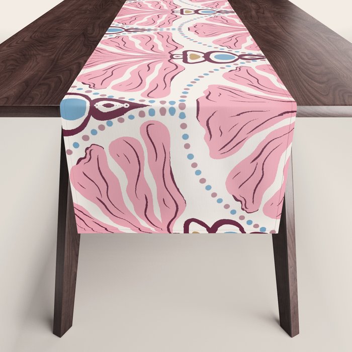 Pink Retro Floral Fan Table Runner Gallery Image 1
