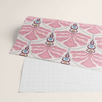 Pink Retro Floral Fan Wrapping Paper Gallery Image 2