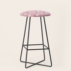 Pink Retro Floral Fan Stool Gallery Image 1