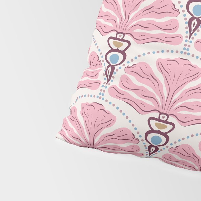 Pink Retro Floral Fan Pillow Sham Gallery Image 4