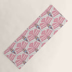 Pink Retro Floral Fan Yoga Mat Gallery Image 1