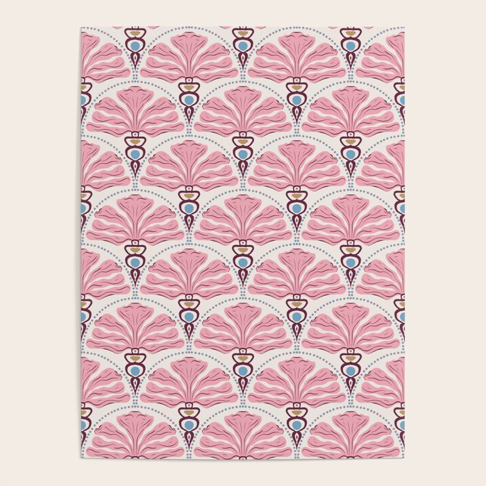 Pink Retro Floral Fan Poster Gallery Image 4